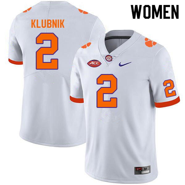 Women #2 Cade Klubnik Clemson Tigers College Football Jerseys Sale-White - Click Image to Close